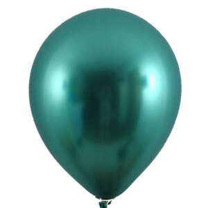 Латексный шар с гелием, Хром, Зелёный, 12